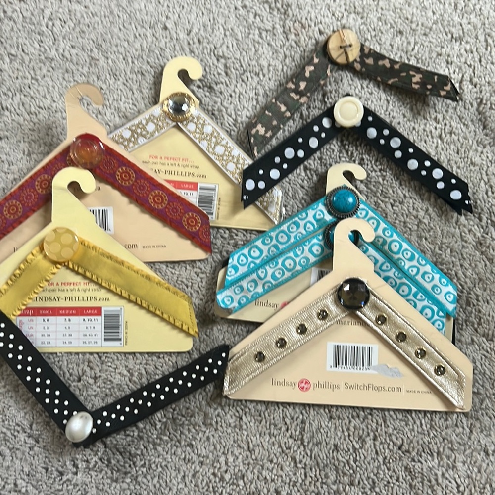 Switch Flop straps for Switch Flop flip flops.  9 straps in all.